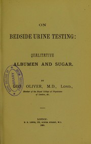 Cover of: On bedside urine testing : qualitative albumen and sugar