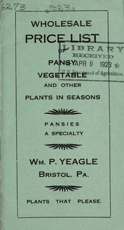 Cover of: Wholesale price list of pansy, vegetable and other plants in season: pansies a specialty