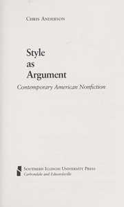 Cover of: Style as argument : contemporary American nonfiction