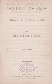 Cover of: Paston Carew, millionaire and miser