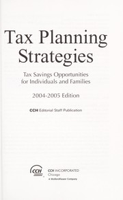 Cover of: Tax Planning Strategies (Tax Saving Opportunities for Individuals and Families) by 