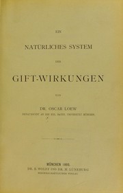 Cover of: Ein nat©ơrliches System der Gift-Wirkungen