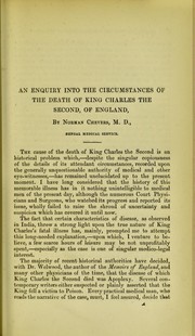 Cover of: An enquiry into the circumstances of the death of King Charles the Second, of England by Norman Chevers