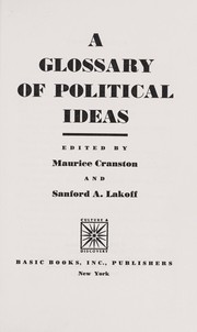 Cover of: A glossary of political ideas