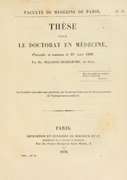 Cover of: Th©·se pour le doctorat en m©♭decine by ©. Malagou D©♭sirabode