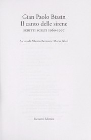 Cover of: Il canto delle sirene: scritti scelti 1969-1997