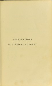 Cover of: Observations in clinical surgery