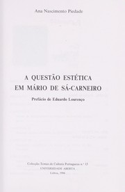 Cover of: A questão estética em Mário de Sá-Carneiro by Ana Nascimento Piedade