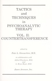 Cover of: Tactics and techniques in psychoanalytic therapy.