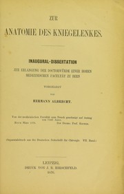 Cover of: Zur Anatomie des Kniegelenkes by Hermann Albrecht