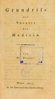 Cover of: Grundriss der Theorie der Medicin