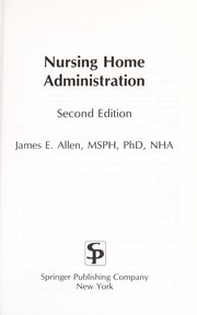 Cover of: Nursing home administration
