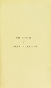 Cover of: The history of human marriage