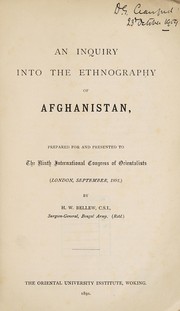 Cover of: An enquiry into the ethnography of Afghanistan