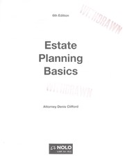 Cover of: Estate planning basics: by Denis Clifford