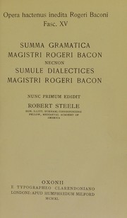 Cover of: Opera hactenus inedita Rogeri Baconi ... by Roger Bacon