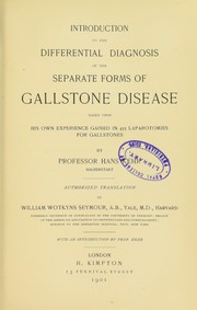 Cover of: Introduction to the differential diagnosis of the separate forms of gallstone disease
