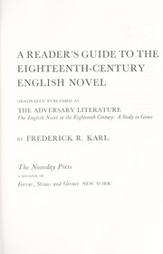 Cover of: A Reader's Guide to the Eighteenth-Century English Novel by Frederick Robert Karl