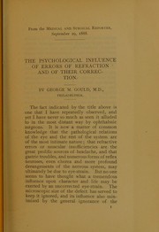 Cover of: The psychological influence of errors of refraction and of their correction