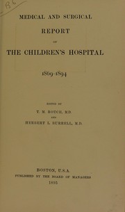 Cover of: Medical and surgical report of the Children's Hospital: 1869-1894