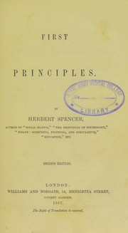 Cover of: First principles