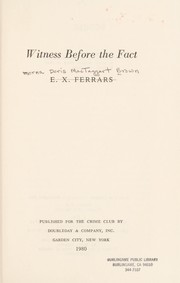 Cover of: Witness before the fact by Elizabeth Ferrars