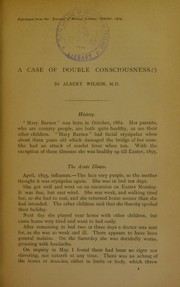 Cover of: A case of double consciousness by Wilson, Albert