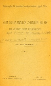 Cover of: Zum sogenannten zehnten Buche der Aristotelischen Tiergeschichte