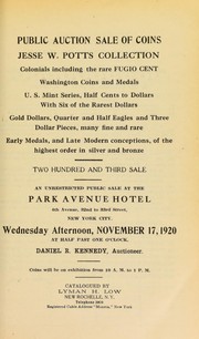 Cover of: Public auction sale of coins, Jesse W. Potts collection ...