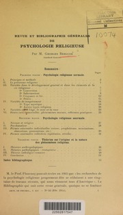 Cover of: Revue et bibliographies g©♭n©♭rales de psychologie religieuse