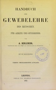 Cover of: Handbuch der Gewebelehre des Menschen: f©ơr Aerzte und Studirende