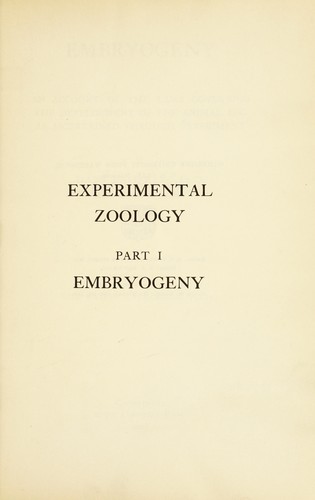 cover of Embryogeny: an account of the laws govering the development of the animal egg as ascertained through experiment