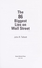 Cover of: The 86 biggest lies on Wall Street