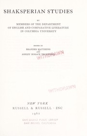 Cover of: Shaksperian studies | Columbia University. Dept. of English and Comparative Literature.