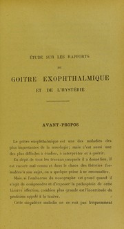 Cover of: ©tude sur les rapports du goitre exophthalmique et de l'hyst©♭rie