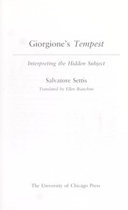 Cover of: Giorgione's Tempest: interpreting the hidden subject