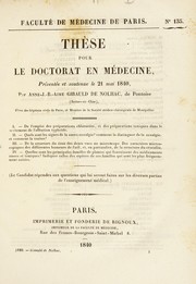 Cover of: Th©·se pour le doctorat en m©♭decine: pr©♭sent©♭e et soutenue le 21 mai 1840