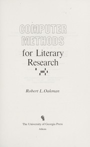Cover of: Computer methods for literary research