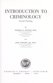 Cover of: Introduction to criminology by Harold J. Vetter