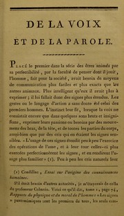 De la voix et de la parole by M. F. Rampont