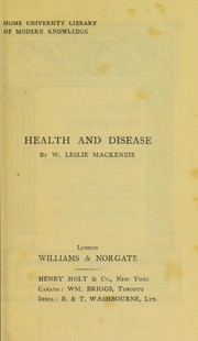 Cover of: Health and disease. by W. Leslie Mackenzie