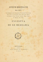 Cover of: Excerpta de re herbaria