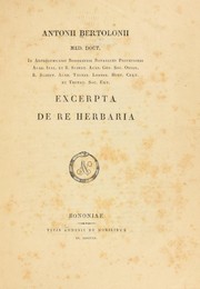 Cover of: Excerpta de re herbaria by Antonio Bertoloni