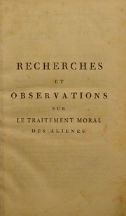 Cover of: Recherches et observations sur le traitement moral des ali©♭n©♭s
