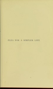 Cover of: Plea for a simpler life