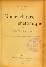 Cover of: Nomenclature anatomique en quatre langues: latin (nomenclature de B©Øle), fran©ʹais, anglais, esperanto