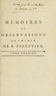Cover of: M©♭moires et observations de chimie de Bertrand Pelletier...