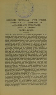 Cover of: Osteotomy generally: with special reference to tarsectomy in advanced and intractable cases of talipes equino-varus : read in the Section for Diseases of Children at the Annual Meeting of the British Medical Association held in Bournemouth, July, 1891