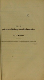 Cover of: Ueber die gekreuzten Wirkungen des R©ơckenmarkes