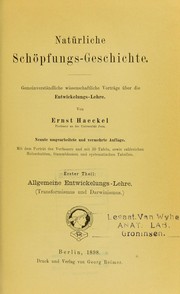 Cover of: Nat©ơrliche Sch©œpfungs-Geschichte: gemeinverst©Þndliche wissenschaftliche Vortr©Þge ©ơber die Entwickelungs-Lehre